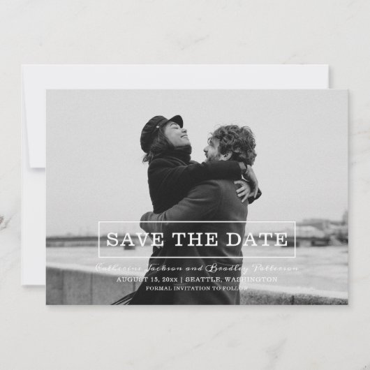 Modernes Typografie-Foto Save the Date | weiß (Vorderseite)