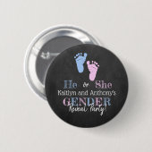 Modernes Typografie Gender Reveal Party! Babyparty Button (Vorne & Hinten)