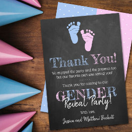 Modernes Typografie Gender Reveal Party! Babyparty Dankeskarte