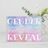 Modernes Typografie Gender Reveal Party! Babyparty Einladung (Stehend Vorderseite)