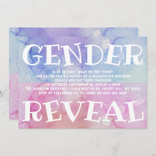 Modernes Typografie Gender Reveal Party! Babyparty Einladung