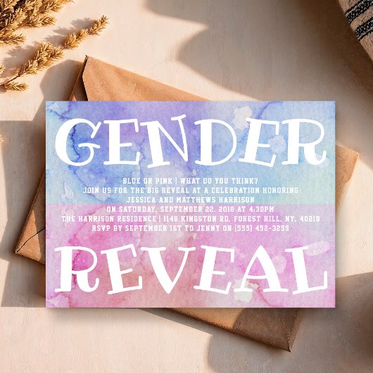 Modernes Typografie Gender Reveal Party! Babyparty Einladung