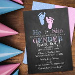 Modernes Typografie Gender Reveal Party! Babyparty Einladung<br><div class="desc">Feiern Sie stilvoll mit diesen trendigen Baby Dusche Einladungen. Dieses Design lässt sich leicht mit Ihrer speziellen Veranstaltungssprache personalisieren und Ihre Gäste werden begeistert sein,  wenn sie diese fantastischen Einladungen erhalten.</div>