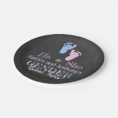 Modernes Typografie Gender Reveal Party! Babyparty Pappteller (Schrägansicht)