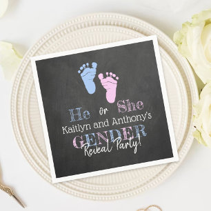 Modernes Typografie Gender Reveal Party! Babyparty Serviette