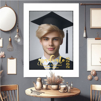 Modernes Typografie High School Graduate Hat Foto Foliendrucke