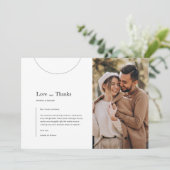 Modernes Typografie-Liebe & Dankeschön-Foto Dankeskarte (Stehend Vorderseite)