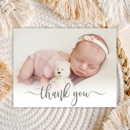 Modernes Typografie Neugeborenes Foto Vielen Dank Postkarte