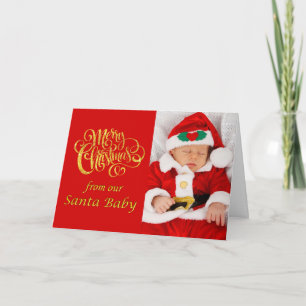 Modernes Typografie-Newbaby Weihnachtsfeiertag-Fot Feiertagskarte