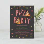 Modernes Typografie Pizza Slices Kindergeburtstag Einladung (Stehend Vorderseite)