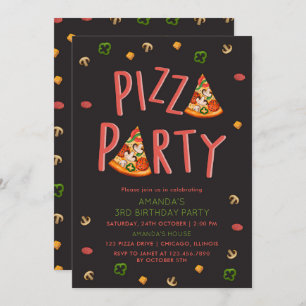 Modernes Typografie Pizza Slices Kindergeburtstag Einladung