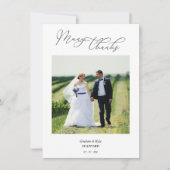 Modernes Typografie Script-Foto Newlyweds Dankeskarte (Vorderseite)