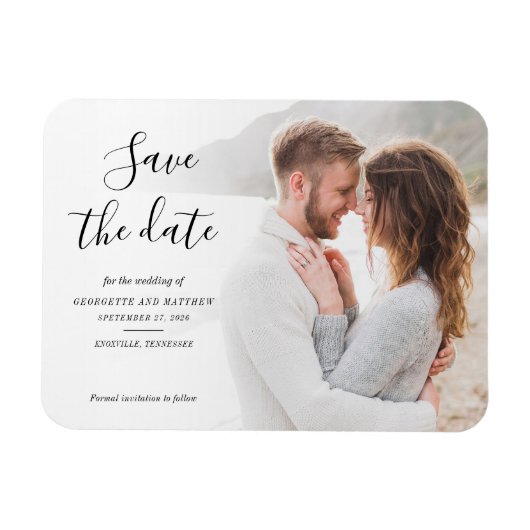 Modernes Typografie-Script-Foto Save the Date Magnet (Horizontal)