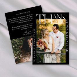 Modernes Typografie-White-Overlay-Foto Hochzeitssc Dankeskarte