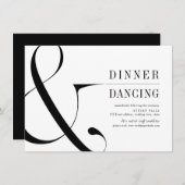 Modernes typografisches Abendessen und tanzender E Begleitkarte (Vorne/Hinten)