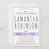 Modernes typografisches Brautparty Einladung (Vorderseite)