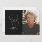 Modernes typografisches Foto Abschluss Schwarzer G Einladung (Vorderseite)
