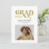 Modernes typografisches Foto Gold, einfacher Absch Ankündigung (Stehend Vorderseite)