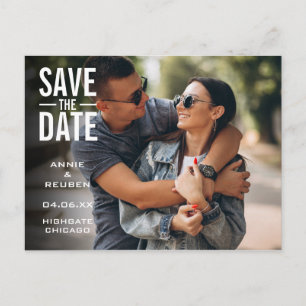 Modernes typografisches Foto Save the Date Postkarte
