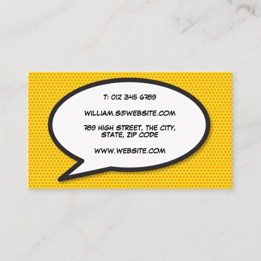 Modernes Typografisches Fun Comic Buch ZAP Visitenkarte (Rückseite)