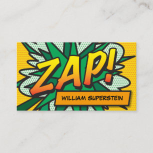 Modernes Typografisches Fun Comic Buch ZAP Visitenkarte