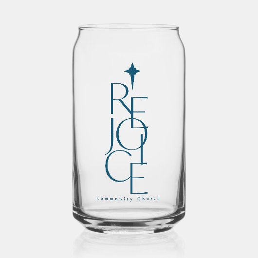 Modernes, typografisches REJOICE & Star Weihnachte Dosenglas (Vorderseite)
