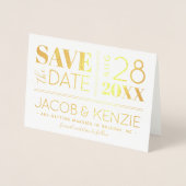 Modernes Typografy Gold Foil Foto Save the Date Folienkarte (Vorderseite)