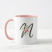 Modernes Typografy Letter "N" Weibliche Blume Tasse (Links)