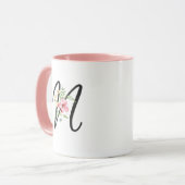 Modernes Typografy Letter "N" Weibliche Blume Tasse (Vorderseite Links)