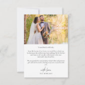 Modernes Typografy Wedding Foto Dankeskarte (Rückseite)