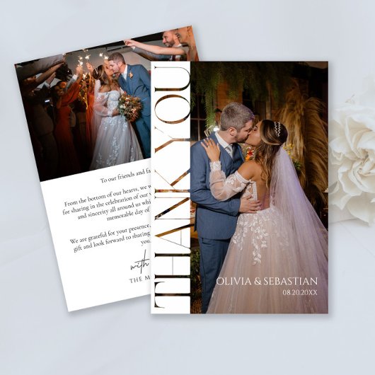 Modernes Typografy Wedding Foto Dankeskarte