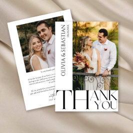 Modernes Typografy Wedding Foto Dankeskarte