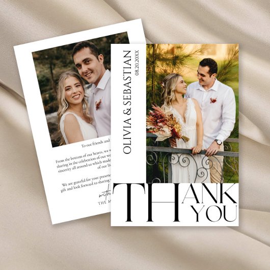 Modernes Typografy Wedding Foto Dankeskarte