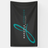 Modernes u. einfaches aquamarines blaues Monogramm Banner (Vertikal)