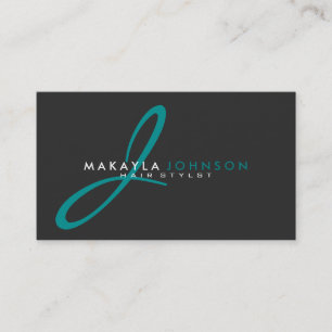 Modernes u. einfaches aquamarines blaues Monogramm Visitenkarte