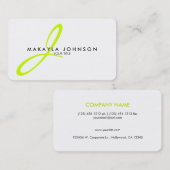 Modernes u. einfaches Limones grünes Monogramm Visitenkarte (Vorne/Hinten)