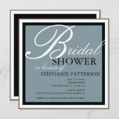 Modernes u. elegantes Brautparty in der blauen Einladung (Vorne/Hinten)