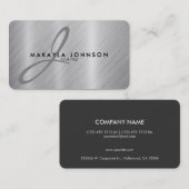 Modernes u. elegantes graues Monogramm gebürstetes Visitenkarte (Vorne/Hinten)