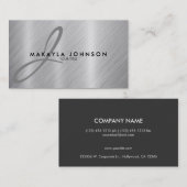 Modernes u. elegantes graues Monogramm gebürstetes Visitenkarte (Vorne/Hinten)