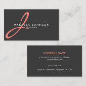 Modernes u. elegantes korallenrotes rosa Monogramm Visitenkarte (Vorne/Hinten)