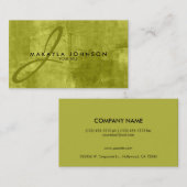 Modernes u. elegantes Monogramm-Limones grünes Visitenkarte (Vorne/Hinten)