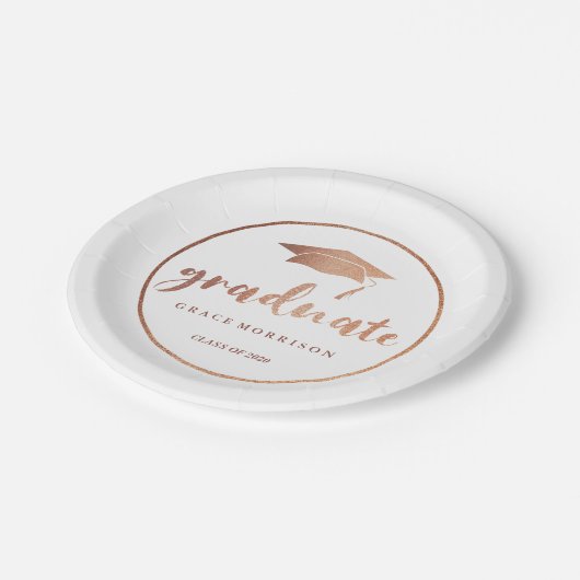 Modernes u. Trendy Rosen-Goldpersonalisierter Pappteller (Schrägansicht)