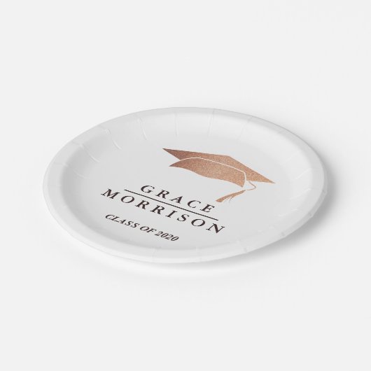 Modernes u. Trendy Rosen-Goldpersonalisierter Pappteller (Schrägansicht)