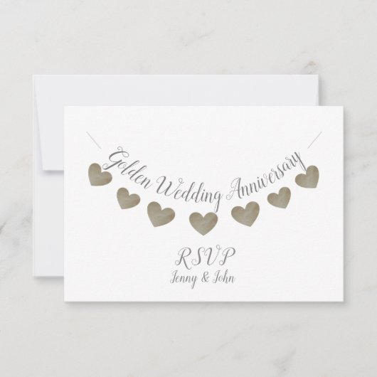 Modernes UAWG 50. weißes goldenes Hochzeitstag RSVP Karte (Vorderseite)