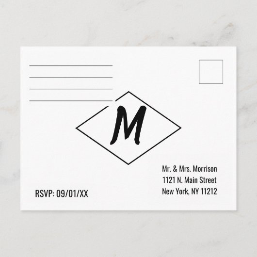 Modernes UAWG mit Schwarz und Weiß Pinstriche Einladungspostkarte (Rückseite)