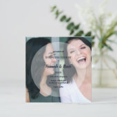 Modernes Überlagerungsverhalten für weißes Foto Einladung (Stehend Vorderseite)