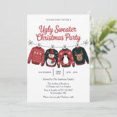 Modernes Ugly Sweater Weihnachts-Party Einladung (Stehend Vorderseite)
