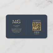 Modernes Umweltwissenschaftler Monogram Blue Visitenkarte (Rückseite)