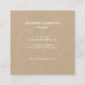 Modernes unbedeutendes weißes rustikales quadratische visitenkarte (Rückseite)