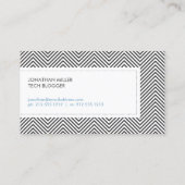 Modernes und Angesagtes Zickzack Schwarzes Muster Visitenkarte (Rückseite)